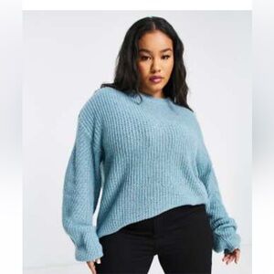 ASOS In The Style Plus x Jac Jassa balloon sleeve sweater in blue size 22-24